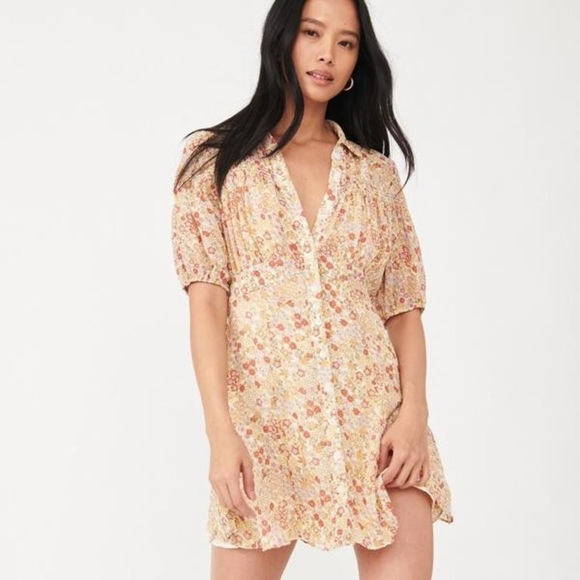Free People Floral Mini Dress - Cream and Pink - Picture 4 of 11
